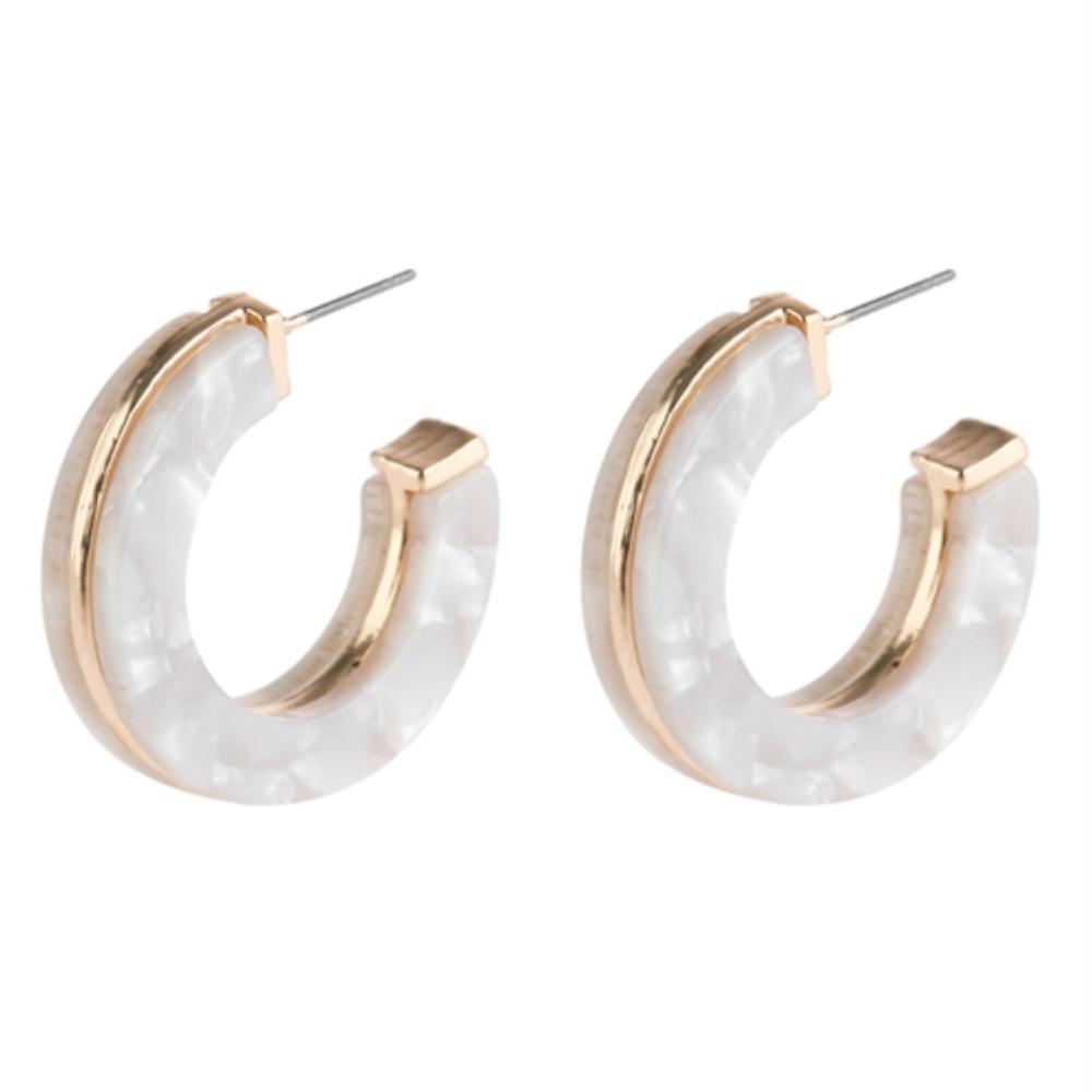 IVORY OPEN CIRCLE FACETED ACETATE EARRINGS